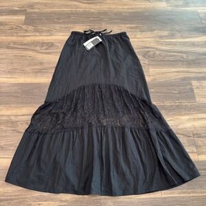 Tiger Mist Skirt Womens Small Black Leonora Maxi Lace Drawstring Waist NWT Boho